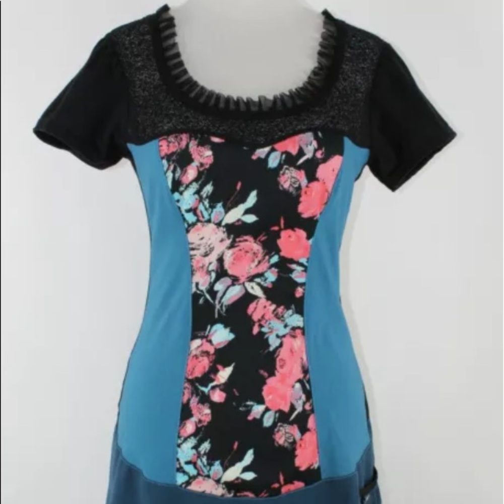 Kollontai Top Tunic M Blue Black Pink White